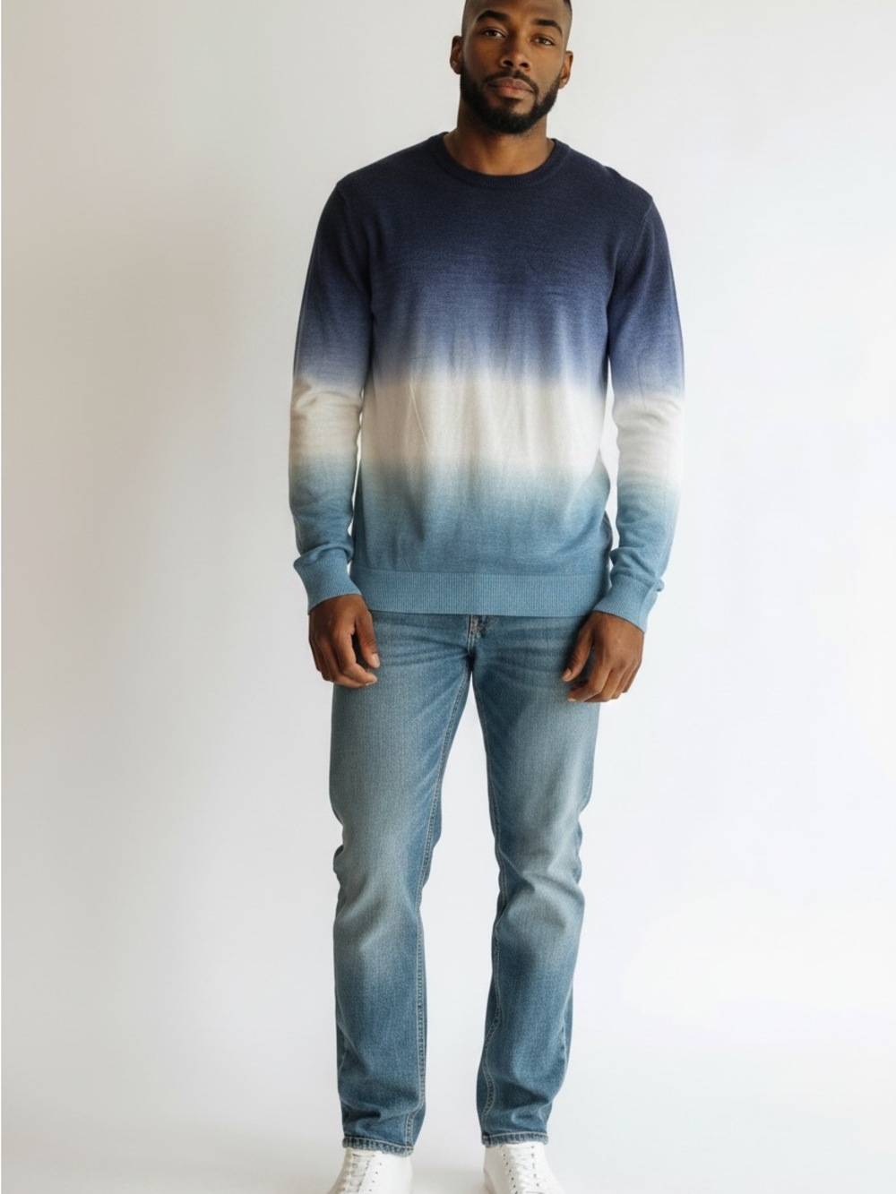 Scotch & Soda Blue, Cream & Teal Ombre Crewneck Sweater